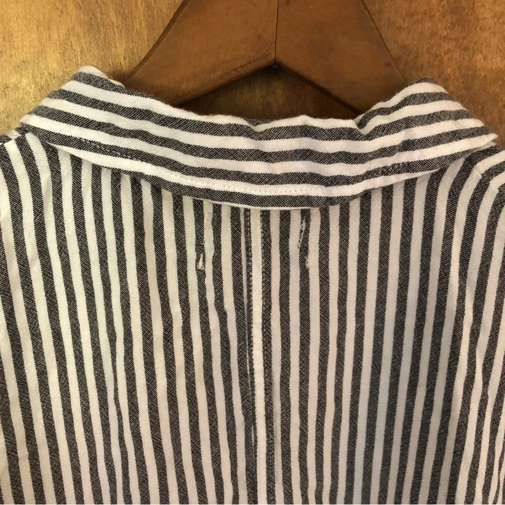 Urban Outfitters UO Oversized Grey Striped Button Down Lagenlook Nautical Shirt - Picture 11 of 13
